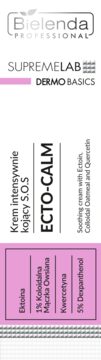 Bielenda Professional SUPREMELAB ECTO-CALM krem kojący S.O.S. z ektoiną i owsem, pionowa etykieta.