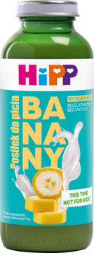 HiPP Posiłek do picia banany, zielona butelka, z bananami i mlekiem, bez laktozy, wysokobiałkowy, dla dorosłych.