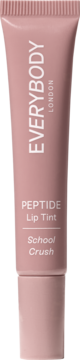 Różowy peptydowy tint do ust EVERYBODY LONDON School Crush w tubce, widok z przodu, wygładzający usta.