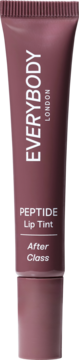 Everybody London Peptide Lip Tint After Class, różowa tubka, nawilżający, z błyszczącym wykończeniem, widok z przodu.