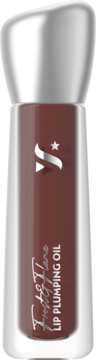 Brązowy olejek Indeed Labs Lip Plumping Oil w szklanej butelce ze srebrną nakrętką i logo marki.