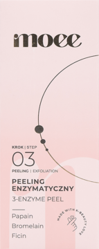 Moee 3-Enzyme Peel, różowe opakowanie, enzymatyczny peeling z Papainą, Bromelainą i Ficinem, widok z przodu.