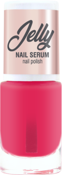 Jelly Nail Serum, intensywny różowy lakier do paznokci o półtransparentnej formule w szklanej butelce.