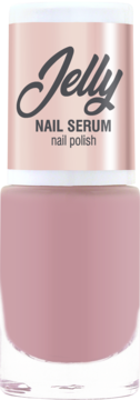Jelly Nail Serum, lakier do paznokci w bladym różu, szklana butelka, etykieta różowe złoto, widok z przodu.