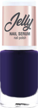 Jelly Nail Serum, głęboki fioletowy lakier do paznokci w szklanej butelce, półtransparentny. Pielęgnacyjna formuła, widok z przodu.