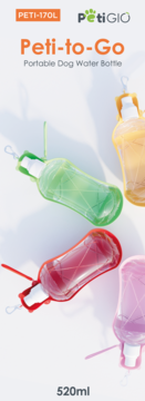 Peti-to-Go 520ml przenośna butelka dla psa ze zintegrowaną miseczką, w czterech kolorach.