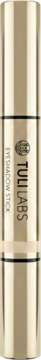 Złoty, lśniący cień do powiek w sticku TULILABS, pionowe ujęcie produktu z widocznym logo.