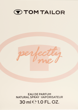 TOM TAILOR Perfectly Me Eau de Parfum 30ml, białe opakowanie z napisem 'perfectly me' w różowym owalu.