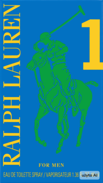 Opakowanie Ralph Lauren The Big Pony 1 Blue EDT dla mężczyzn, niebieskie z zielonym logo polo i żółtą cyfrą 1.