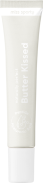 Balsam do ust Miss Sporty Butter Kissed, biała tubka z pionowym napisem, nawilżający, ujęcie z przodu.