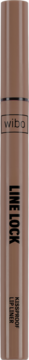 Brązowa, metaliczna konturówka do ust WIBO w pisaku, z widocznym napisem 'LONG LASTING LIP LINER'.
