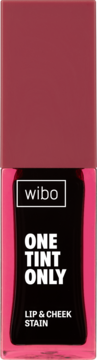 Wibo One Tint Only Lip & Cheek Stain w ciemnoróżowym opakowaniu z czarną etykietą, widok z przodu.