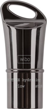 Srebrny rozświetlacz w sztyfcie Wibo HYDRATING GLOW STICK z uchwytem, widok z przodu na czarnym tle.