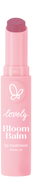 Lovely Bloom Balm: odżywcza pomadka do ust z ekstraktem z kwiatów, różowy wysuwany sztyft.