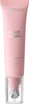 Bladoróżowy balsam do ust Catrice Glaze Guard SPF 50 w tubce z aplikatorem roll-on, widok z przodu.