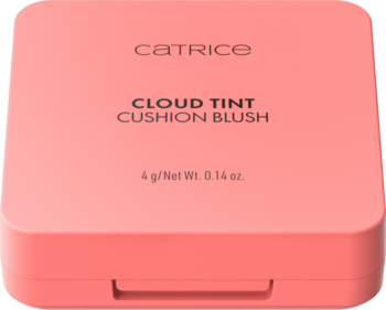 Matowy róż do policzków Catrice Cloud Tint Cushion Blush w pastelowo-różowym kompakcie, widok z góry.