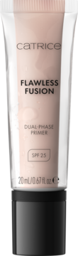 Catrice Flawless Fusion Dual-Phase Primer SPF 25 w transparentnej tubce o pojemności 20 ml, widok frontalny.
