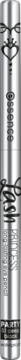 Kredka essence Lash PRINCESS PARTY 01 Deep Black, pionowo. Srebrne metaliczne opakowanie z czarnymi zdobieniami.