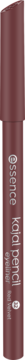 Cylindryczna kredka do oczu Essence 32 Red Velvet w odcieniu burgunda, pionowo na czarnym tle.