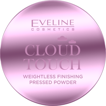 Eveline Cosmetics Cloud Touch, różowy, perłowy puder prasowany w okrągłym kompakcie, widok z góry.