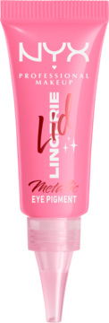 NYX Lid Lingerie Metallic Eye Pigment w tubce, odcień Push-Up Pink, kremowy cień do powiek, widok z przodu.