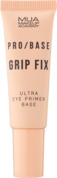 Beżowy MUA Pro/Base Grip Fix Ultra Eye Primer Base w tubce, widok z przodu z ciemnymi napisami.