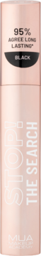 Długotrwały tusz MUA w tubie rose gold, widok z przodu. Pionowy napis 'STILL THE SEARCH', kolor BLACK.