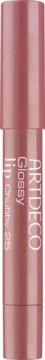 Artdeco Glossy Lip Chubby 25, kremowy błyszczyk w sztyfcie, zgaszony róż, połysk, widok z przodu.