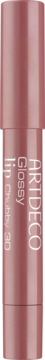 Artdeco Glossy Lip Chubby 3D w odcieniu Delicate Rose, kremowy błyszczyk w różowym sztyfcie, widok z przodu.