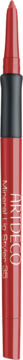ARTDECO Mineral Lip Styler: czerwony aplikator z czarnym, gumowanym uchwytem, widok z przodu, precyzyjny.