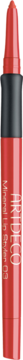 Rozmyta czerwona konturówka do ust Artdeco Mineral Lip Styler z czarnym pasem, widok z przodu.