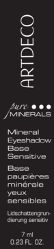 ARTDECO Mineral Eyeshadow Base Sensitive, czarne opakowanie z białymi napisami, pionowy widok etykiety.
