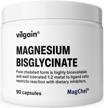 Vilgain Magnez Bisglicynian, biały słoik suplementu diety MagChel, 90 kapsułek, wsparcie regeneracji.