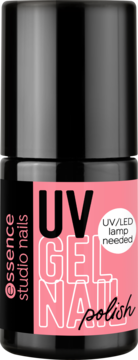 Żelowy lakier essence UV GEL NAIL 219 Strawberry Milkshake, czarna butelka z różową etykietą, front.