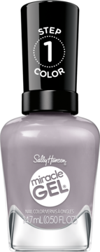 Sally Hansen Miracle Gel lakier do paznokci w butelce, jasnoszary, 'STEP 1 COLOR', 14.7ml, widok z przodu.