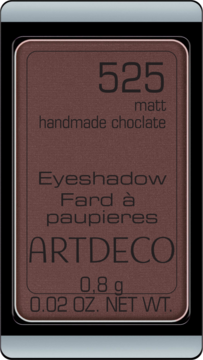 Artdeco matowy cień do powiek 525 Handmade Choclate, ciemnobrązowy wkład w czarnej ramce, widok z góry.