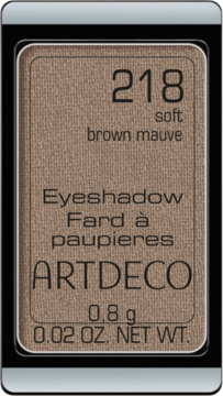 Artdeco Eyeshadow 218 Soft Brown Mauve, perłowo-satynowy cień w prostokątnej magnetycznej kasetce, widok z góry.