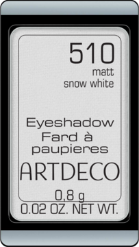 Artdeco Eyeshadow 510 Matt Snow White, biały matowy cień do powiek w czarnej ramce, widok z przodu.