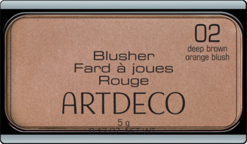 Artdeco róż do policzków 02 Deep Brown Orange Blush, matowy, wkład refill w czarnej ramce, widok z góry.