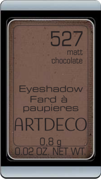 Cień do powiek Artdeco 527 matt chocolate, brązowy, prostokątny wkład z matowym wykończeniem, widok z góry.