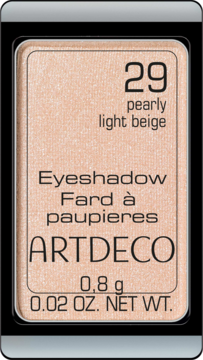 Artdeco Pearly Light Beige Eyeshadow 29, jedwabisty, perłowy cień w czarnej ramce, widok z góry.