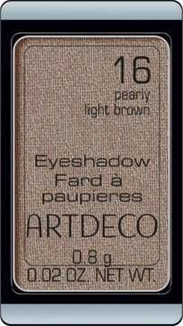 Artdeco cień do powiek 16 Pearly Light Brown, perłowy, w prostokątnej, brązowej wkładce, widok z góry.