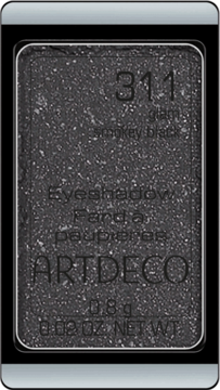 Artdeco Glam Smokey Black 311, brokatowy czarny cień do powiek w prostokątnym wkładzie, widok z góry.