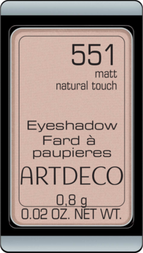 ARTDECO Eyeshadow 551 matt natural touch, jasnobeżowy matowy cień do powiek w czarnej kasetce, widok z przodu.