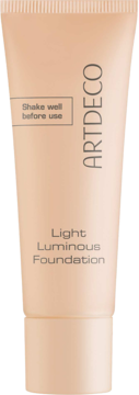 Beżowy, rozświetlający podkład Artdeco Light Luminous Foundation w tubce, widok z przodu.