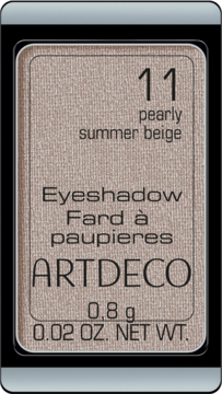 Artdeco Pearly Summer Beige 11, perłowy cień do powiek w beżowym kolorze, w czarnej kasetce, widok z góry.