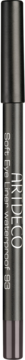 Pionowy ARTDECO Soft Eye Liner Waterproof, ciemnoszary, metaliczny, z białym, pionowym napisem, widok z przodu.