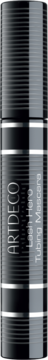Czarna tuba maskary ARTDECO Lash Hero Tubing Mascara z metalicznymi paskami, widok z przodu.