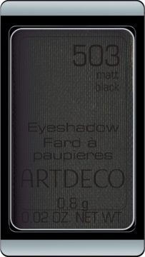 Cień do powiek Artdeco 503 Matt Black w ciemnej, magnetycznej kasetce, widok z góry.