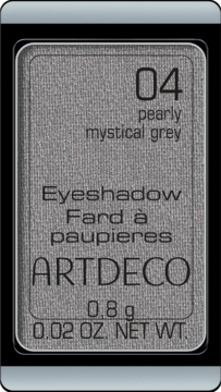 Artdeco Eyeshadow 04 Pearly Mystical Grey. Lśniący, szary cień do powiek w prostokątnym wkładzie, widok z góry.